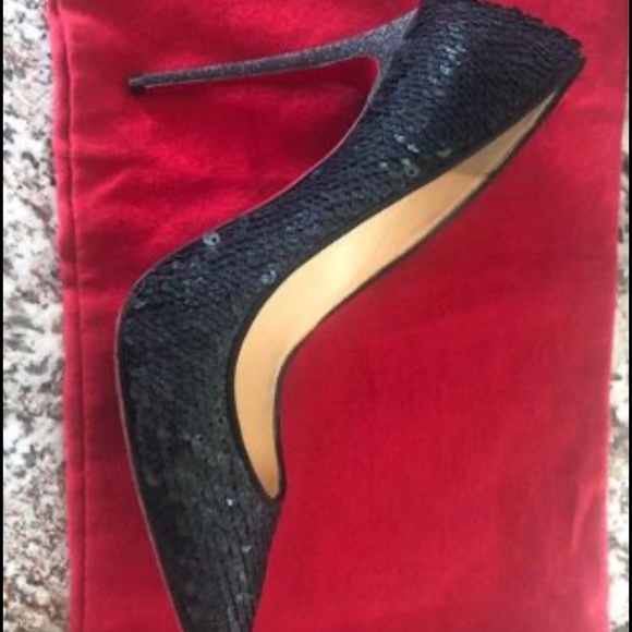Authentic Christian Louboutin Black Sequin Heels - 38.5 - New Year Shoes!! - Picture 3 of 7